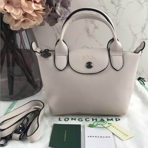 Longchamp Extra Small Le Pliage Xtra White Leather Crossbody Bag